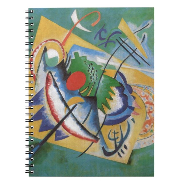 Caderno Espiral Kandinsky Red Oval Abstrato Trabalho de arte Verde (Frente)