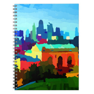 Caderno Espiral Kansas City Missouri Skyline por Jon Baran