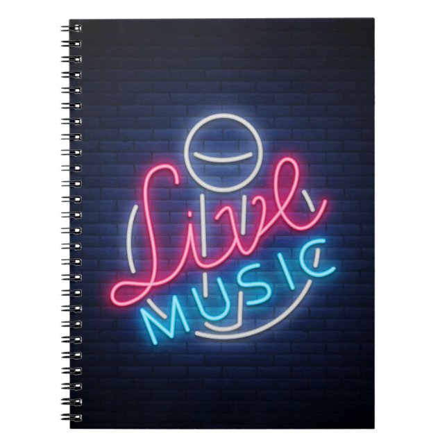 Caderno Espiral Karaoke Neon Lighting Texto Curvo De Arte (Frente)