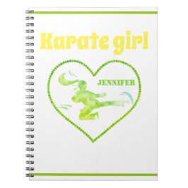 Caderno Espiral Karate Girl Green Yellow Modern Girly Martial Art