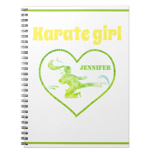 Caderno Espiral Karate Girl Green Yellow Modern Girly Martial Art