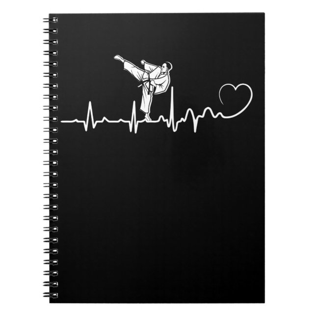 Caderno Espiral Karate Heartbeat Gift Para Karateka (Frente)