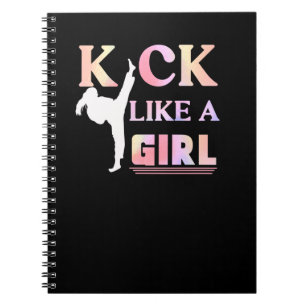 Caderno Espiral Karate Taekwondo Jiu Jitsu Garota Lutando