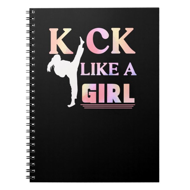 Caderno Espiral Karate Taekwondo Jiu Jitsu Garota Lutando (Frente)