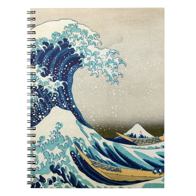 Caderno Espiral Katsushika Hokusai - A onda do Excelente de Kanaga (Frente)