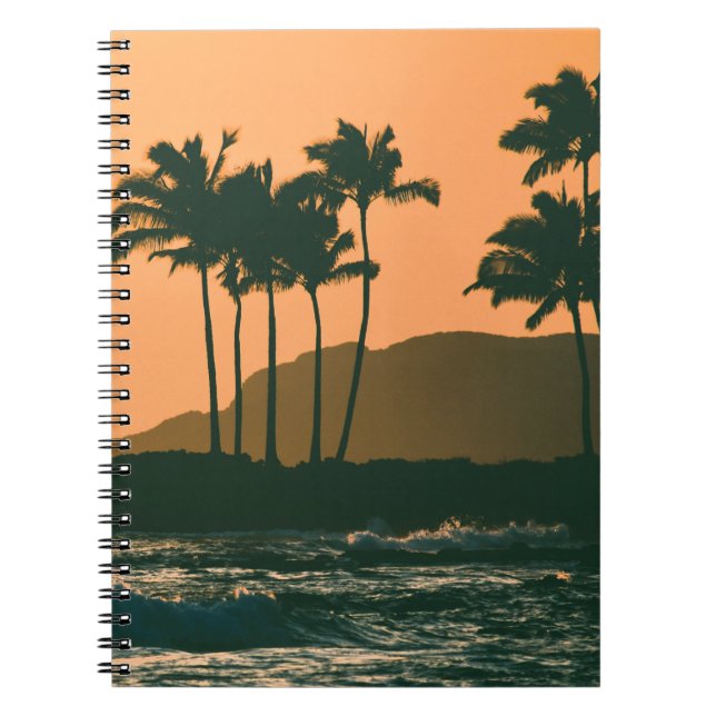 Caderno Espiral Kauai Ocean Sunset Palm Trees (Frente)