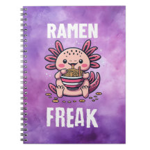 Kawaii Axalotl comendo Ramen (texto branco)