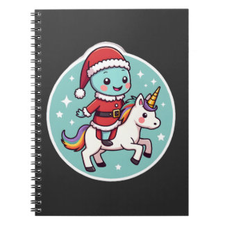 Caderno Espiral Kawaii Axolotl Unicorn Xmas Santa Merry Christmas 