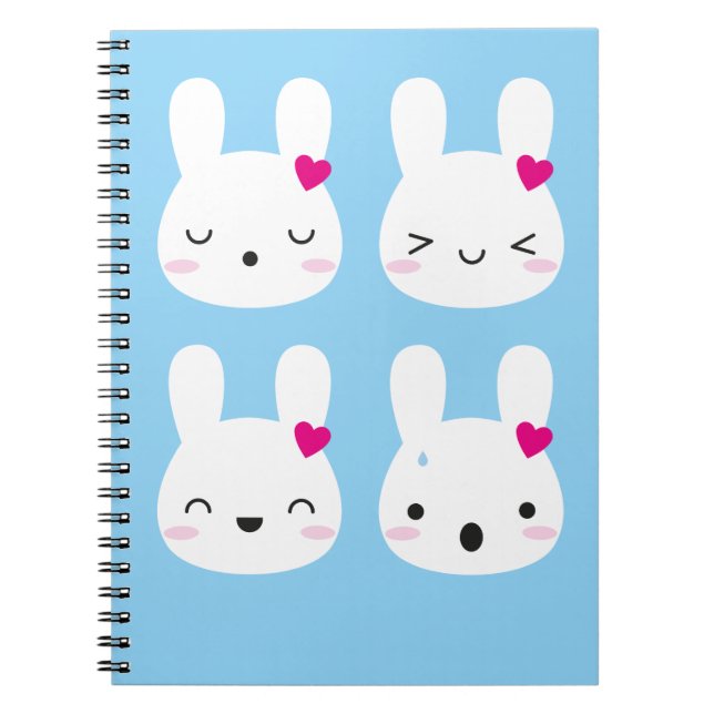 Caderno Espiral Kawaii Bunny Emoções (Frente)