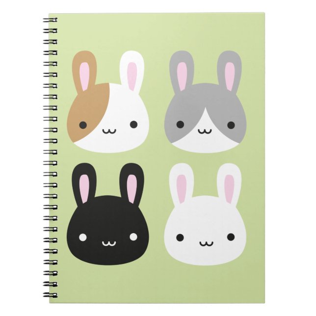 Caderno Espiral Kawaii Bunny Rabbits (Frente)