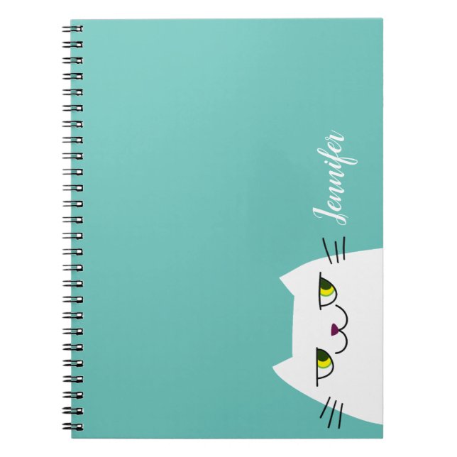 Caderno Espiral Kawaii Cat Pastel Azul (Frente)