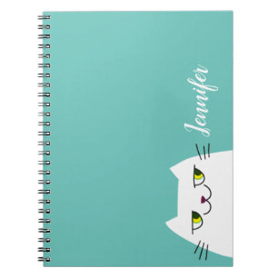 Caderno Espiral Kawaii Cat Pastel Azul