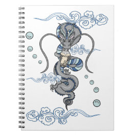 Caderno Espiral Kawaii Cute Japonês Dragão Leite Boba Tea Blue