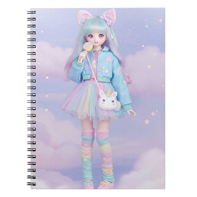 Caderno Espiral Kawaii Doll por Natasha Us (Frente)