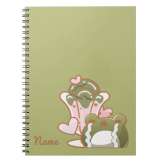 Caderno Espiral Kawaii Frog with Matcha Cake Personalized Note