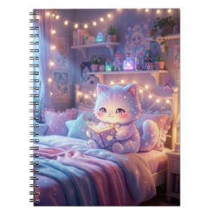 Caderno Espiral Kawaii Gatinho Sonhador