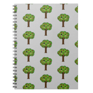 Caderno Espiral Kawaii Happy Winking Apple Tree