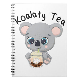 Caderno Espiral Kawaii Koala bebendo Koalaty Boba Tea