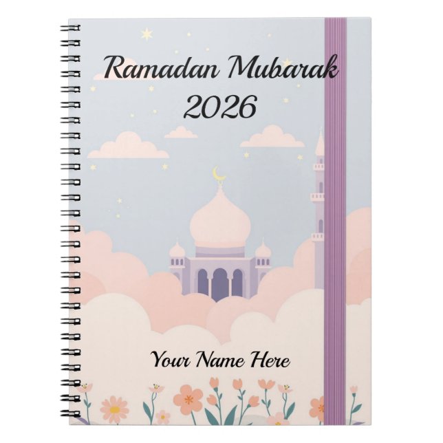 Caderno Espiral Kawaii Lilac Mosque Clouds (Frente)