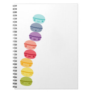 Caderno Espiral Kawaii Macarons empilhado arco-íris