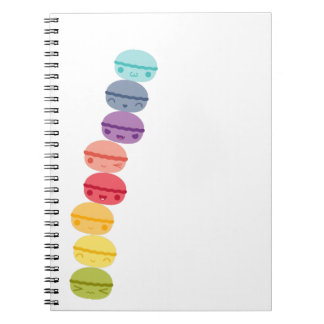 Caderno Espiral Kawaii Macarons empilhado arco-íris