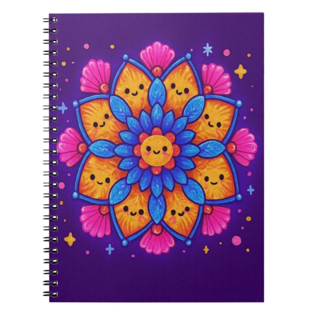 Caderno Espiral  “Kawaii Mandala” Cute Kawaii Mandala  (Frente)