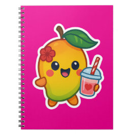 Caderno Espiral Kawaii Mango - Fruta doce com Heart Smoothi