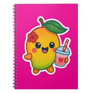 Caderno Espiral Kawaii Mango - Fruta doce com Heart Smoothi