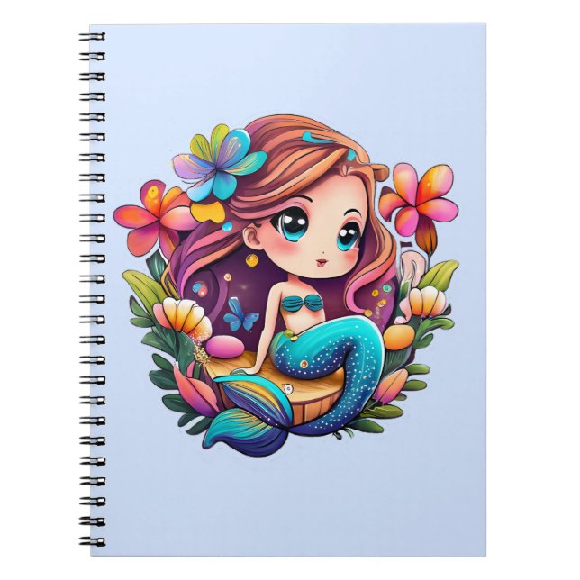 Caderno Espiral Kawaii Mermaid (Frente)