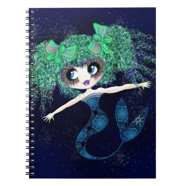 Caderno Espiral Kawaii Mermaid tão fofo (Frente)