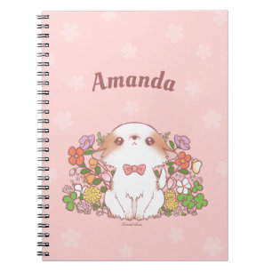 Caderno Espiral Kawaii Mochi Pomchi Cute com nome personalizado da