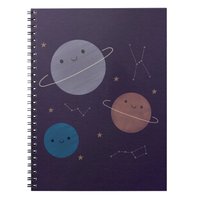 Caderno Espiral Kawaii Outer Space (Frente)