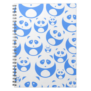 Caderno Espiral Kawaii Panda Baby Blue and WhitePattern