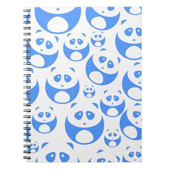 Caderno Espiral Kawaii Panda Baby Blue and WhitePattern (Frente)
