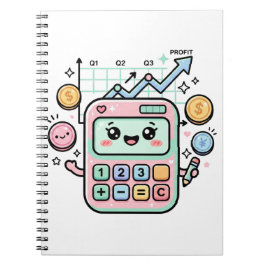 Caderno Espiral Kawaii Pastel Calculator Finance Student Sticker