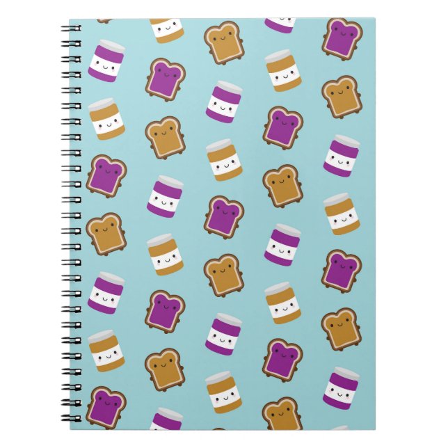 Caderno Espiral Kawaii Peanut Butter & Jelly Sandwich Couple (Frente)