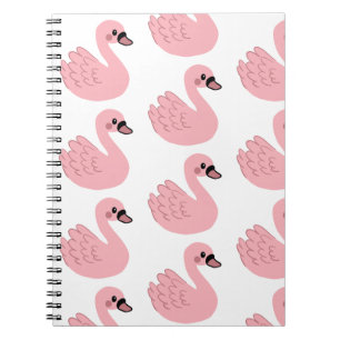 Caderno Espiral Kawaii Pink Swan - Design de Cartoon Animal