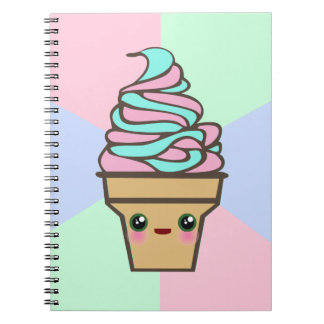 Caderno Espiral Kawaii Rave Sorvete Cone