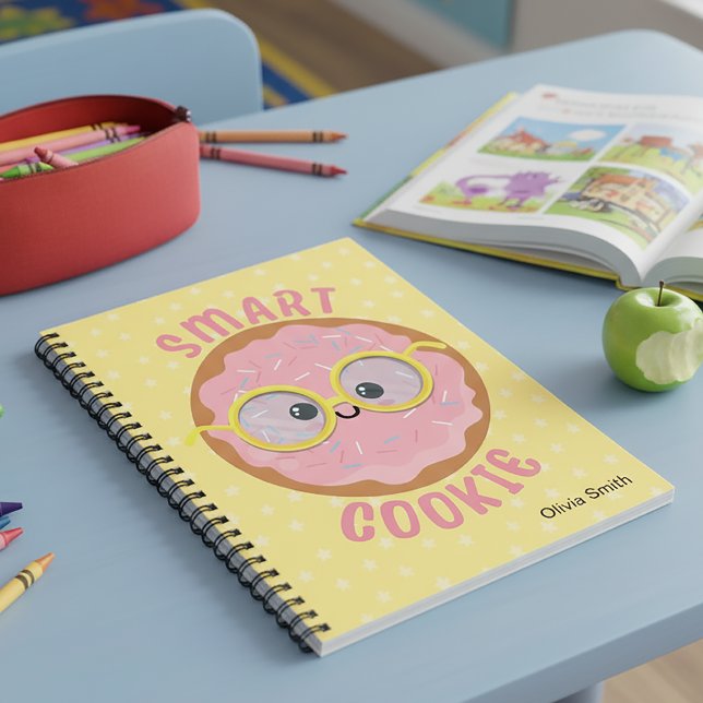 Caderno Espiral Kawaii Smart Cookie rosa (These smart cookie notebooks are fresh out of the oven)