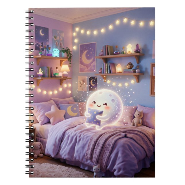 Caderno Espiral Kawaii Sonhos ao Luar (Frente)