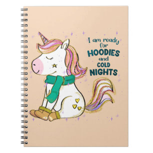 Caderno Espiral Kawaii Unicorn Inverno e Hoodies