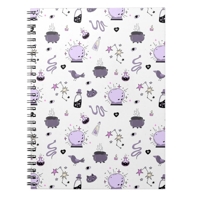 Caderno Espiral Kawaii Witch Pattern (Frente)