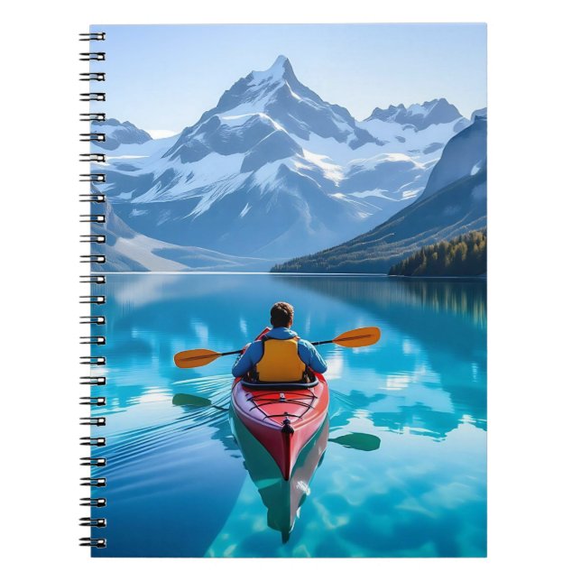 Caderno Espiral  Kayaking in Mountains  Beautiful Nature (Frente)
