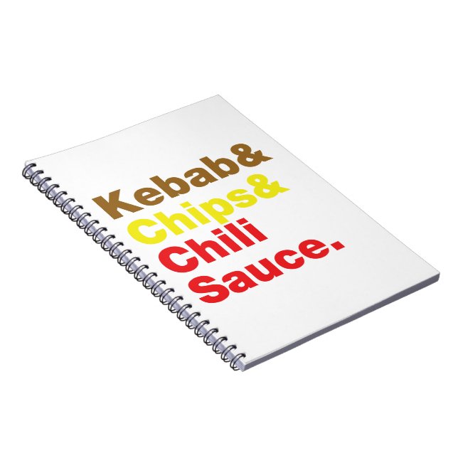 Caderno Espiral Kebab e Chips e Molho Chili. (Lado Direito)