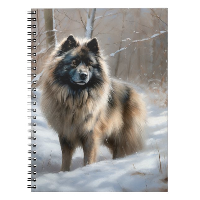 Caderno Espiral Keeshond Deixe Nevar Natal (Frente)