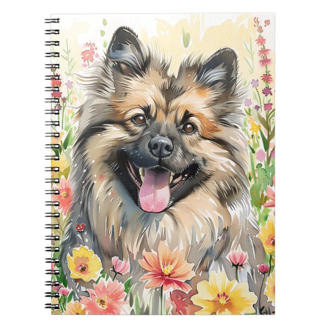 Caderno Espiral Keeshond Watercolor Journal (Frente)