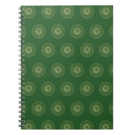 Caderno Espiral Kelly Green | Golden Zinnia Flower Medallions