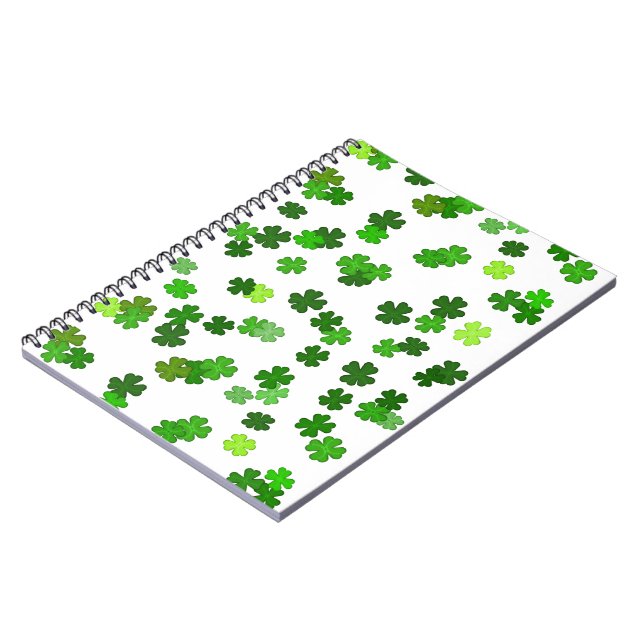 Caderno Espiral Kelly verde “Trevos Caindo” (Left Side)