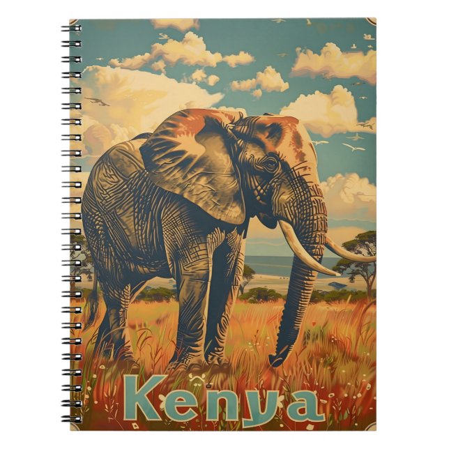 Caderno Espiral Kenya Elephant Vintage (Frente)