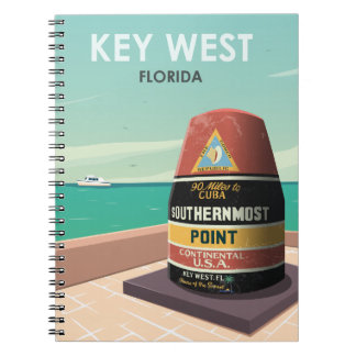 Caderno Espiral Key West Florida Mile Zero Viagens vintage